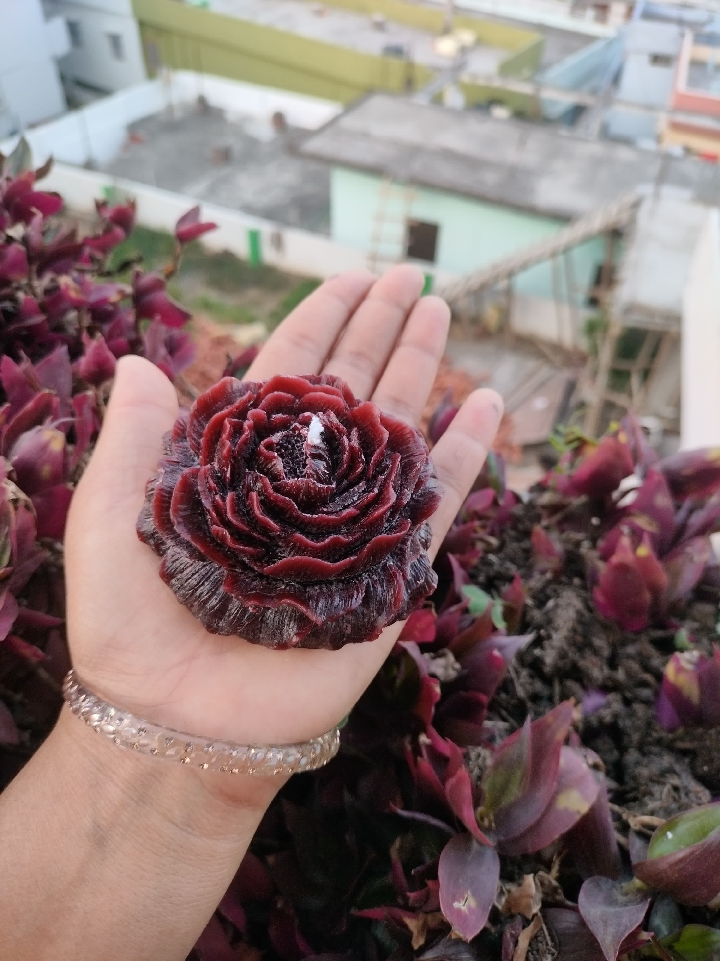 Dark Red Rose Candle
