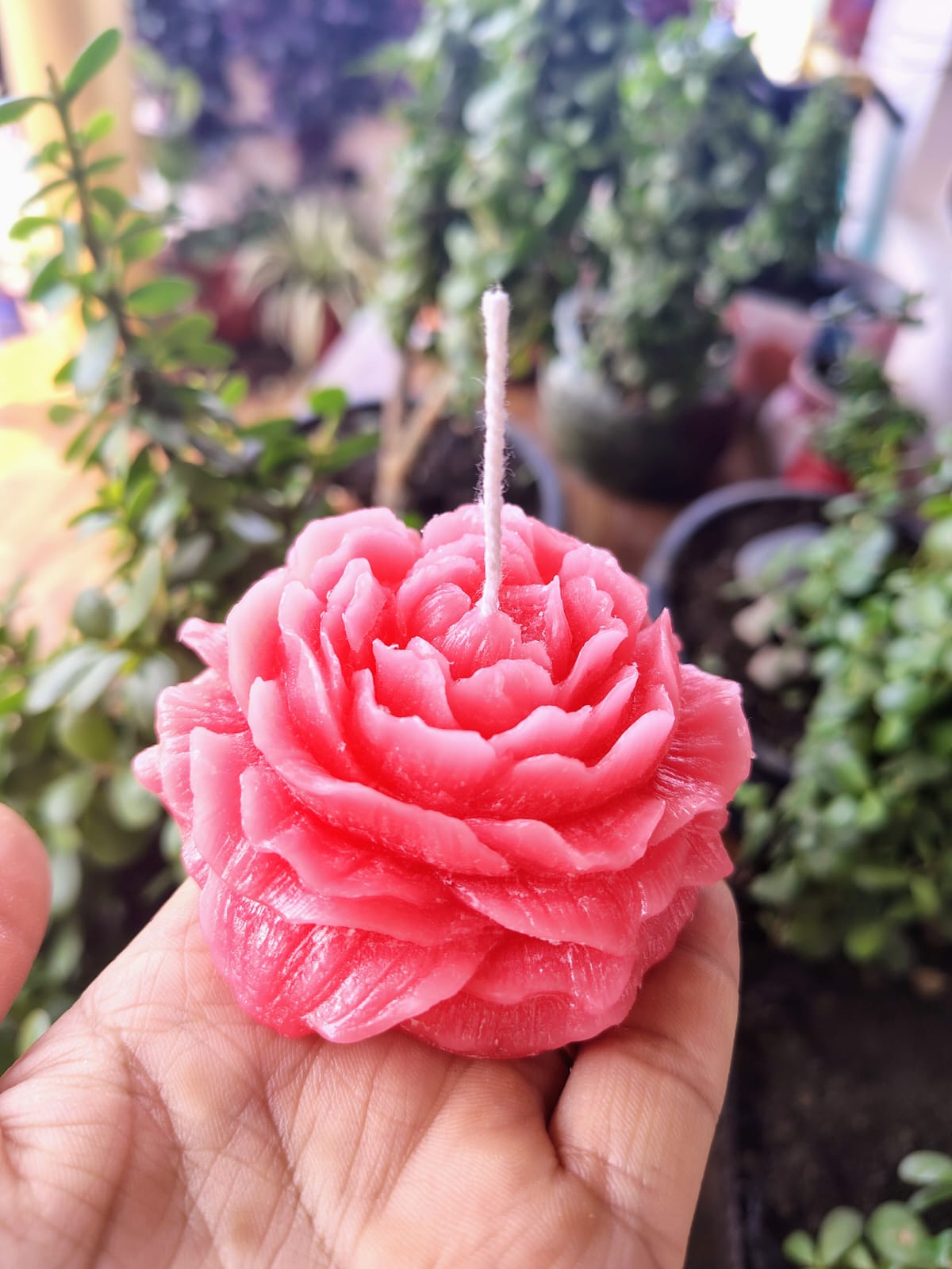 Large Pink Rose Candle