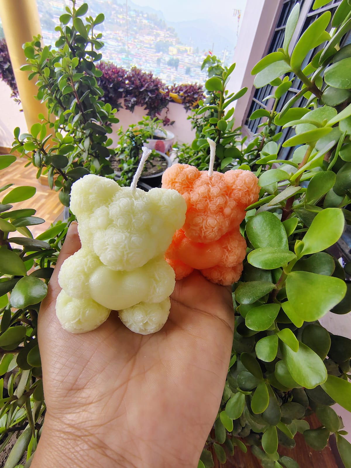 Yellow Teddy & Orange Teddy Candle Combo